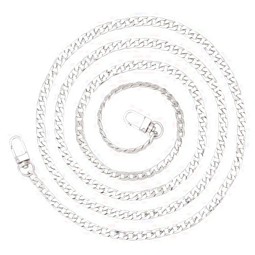 PH PandaHall 63 inch 7.5MM Width Iron Flat Purse Chain Strap Handbags Replacement Accessories for Wallet Clutch Satchel Tote Bag Shoulder Crossbody Bag with 2 Pieces Metal Buckles Silver