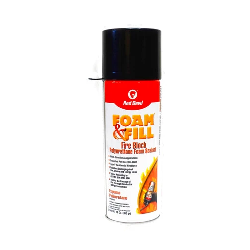 Red Devil 0915 Foam & Fill Fire Block Expanding Polyurethane Foam Sealant, 12 oz, Orange, Pack of 1