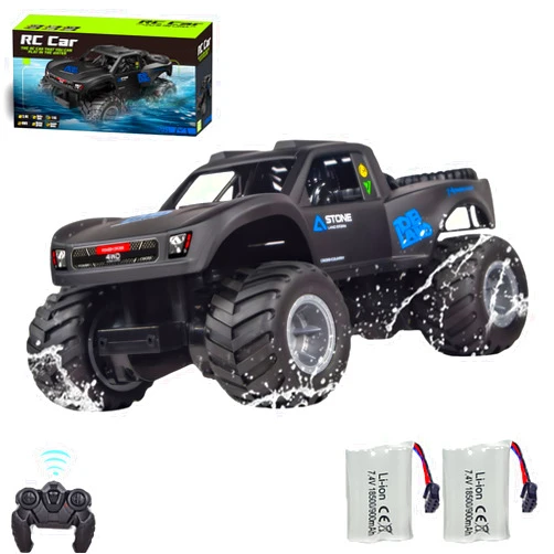 RANFLY RC Trucks 4x4 Offroad Waterproof, 1:16 Amphibious Remote Control Car with 2 Rechargeable Battery, 4WD All Terrain Monster Truck RC Car for Boys 4-7