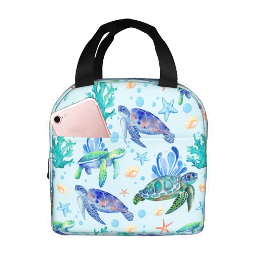 Odfovowo Sea Turtle lunch box lunch bag Portable Insulated Lunch Box for Women Men Cooler Tote Bag with Front Pocket for Work Picnic Trave 451421