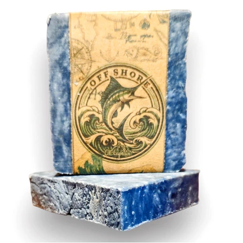 Oh Captain! Offshore Salted SEA SOAP For Fishermen, Sailors, and Ocean Lovers! - Salt, Menthol, Ultramarines, & Iron Oxide - Rugged Mens Soap Bars (2 Pack) Bundle