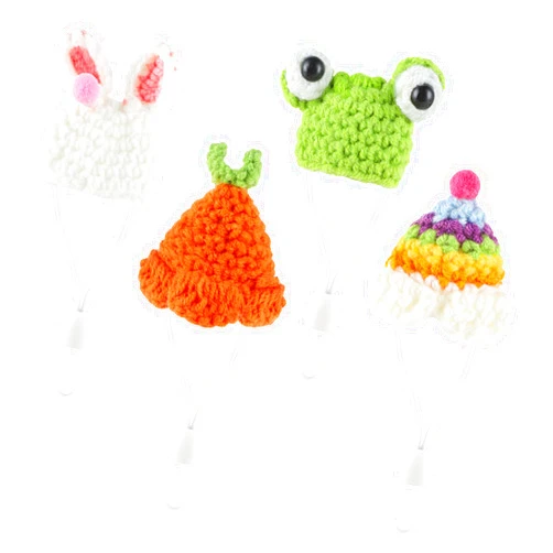Thinp 4 Pcs Hamster Hats,Hamster Clothes Knitted Hats for Small Animals Cute Tiny Hamster Hat with Adjustable Strap Snake Hat Hamster Birthday Hat Cute Rainbow Bunny Carrot Tiny Hats for Guinea Pig