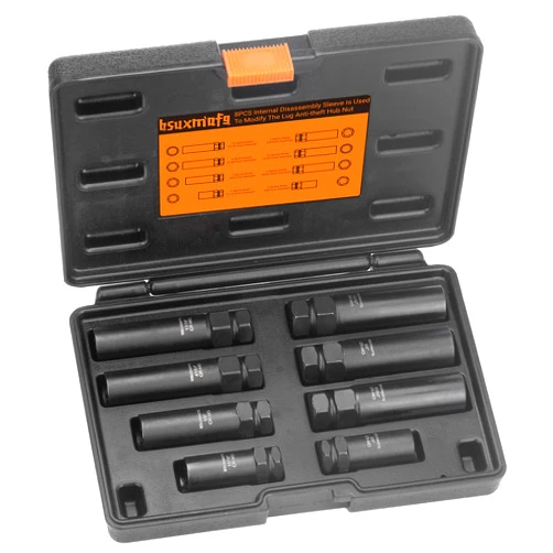 BSUXMAFG 8PCS Wheel Lock Removal Kit Tool, SAE Metric Lug Nut Master Key Set, Wheel Lock Key for Easily Removing Locking Lug Nuts on Aftermarket and Wheels Tire