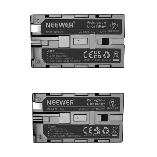 Neewer® (2Pack) 2600mAh Sony NP-F550/570/530 Replacement Battery for Sony HandyCams, Neewer Nanguang CN-160,CN-216,CN-126 Series and Other LED On-Camera Video Lights Which Using NP-F550