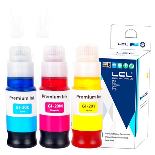 LCL GI-20 GI20 Ink Bottles Replacement for Canon 20 GI20 GI-20 Ink Refill Bottles Compatible with Canon PIXMA G5020 G6020 G7020 Printer (3-Pack,Cyan Magenta Yellow)