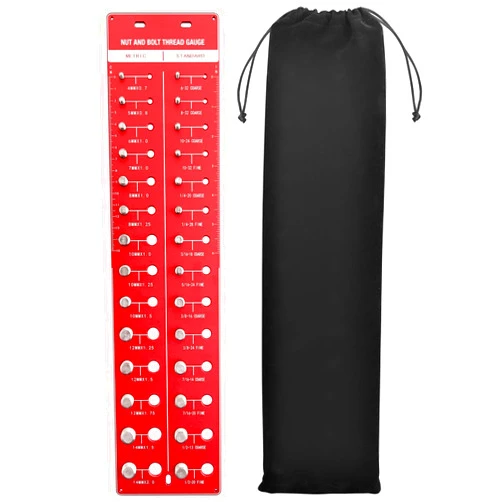 XUNTOP 28 Thread Checker Nut and Bolt Thread Checker with Portable Plush Bag,Standard/Metric Size Bolt and Nut Identifier Gauge with Inch/CM Ruler Aluminum for Nut and Bolt Specification Inspection