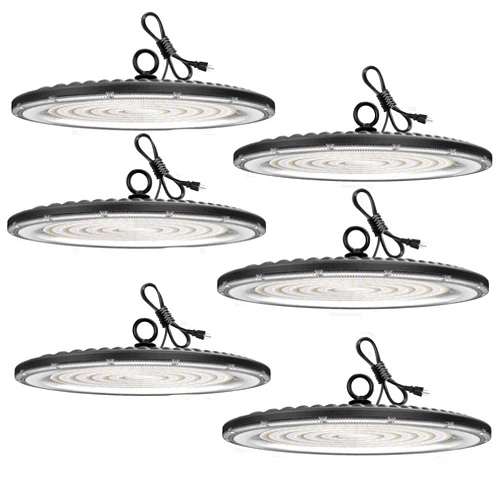 Linluxstar high bay led lights 200W high bay led shop lights,UFO led high bay light 28000 LM,Eq .800W led shop light for Warehouse 6000K Daylight, US Plug for Garage/Warehouse Barn Gym Factory Workshop-6Pack
