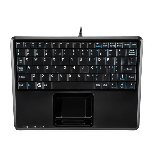 Perixx PERIBOARD-510H Plus, Wired Super Mini USB Touchpad Keyboard, X Type Scissor Keys with 2 Built-in Hubs, Black, US English Layout (11005)