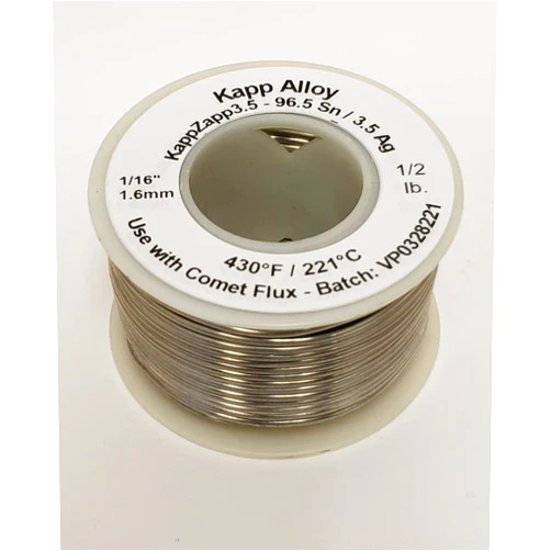 Kapp Alloy KappZapp3.5S 3.5% Silver Solid Core Solder 1/16