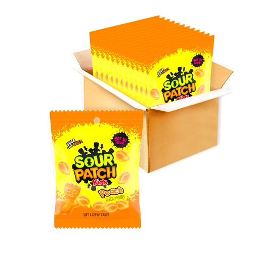 SOUR PATCH KIDS Peach Soft & Chewy Candy, Bulk Candy, 12 - 3.56 oz Bags