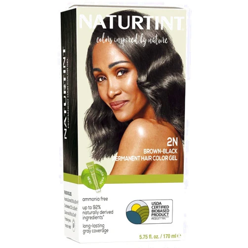 Naturtint 2N Brown Black Permanent Hair Color (Pack of 1), Ammonia Free, Vegan, Cruelty Free, up to 100% Gray Coverage, Long Lasting Results (Packaging may vary)