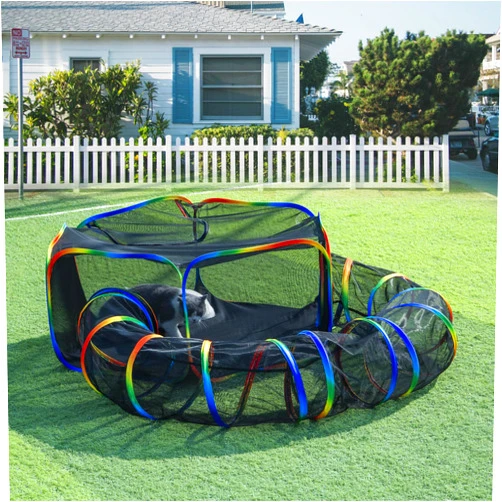 LUCKITTY Outdoor Rainbow Cat Enclosures Playground,Outside House for Indoor Cats Include Portable Cat Tent, Circle Playpen Tunnel, for Kitty and Small Animals,Within Storage Bag