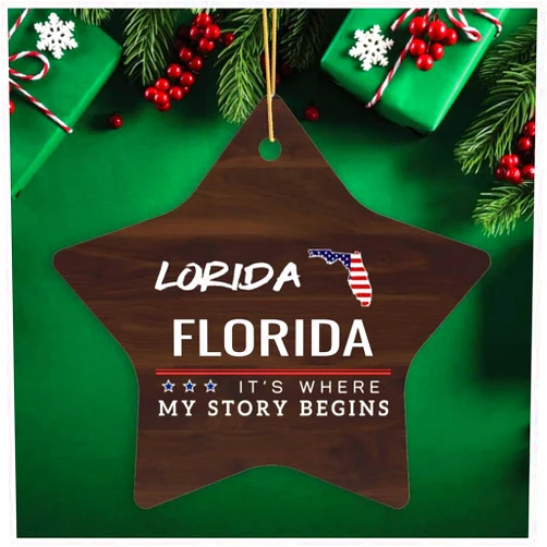Generic Christmas Ornaments 2024 Lorida Florida It's Where My Story Begins Keepsake Gift Family Hometown Souvenirs Star Ornament 3