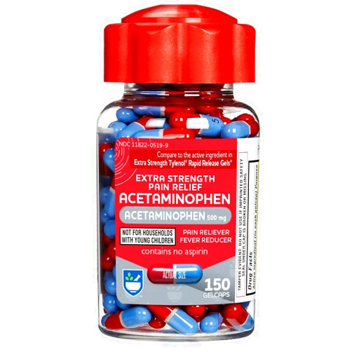 Rite Aid Extra Strength 500mg Acetaminophen Rapid Release Gelcaps - 150 Count | Joint, Muscle, Arthritis, Back Pain Relief