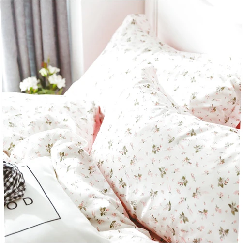 VClife 100% Cotton Pillow Cases, White Pink Floral Pattern