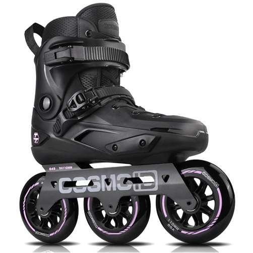 COSMOID Adult Inline Skate - COSMOID High Performance Roller Skates Blades for Women & Men, 3 Wheels 110mm Metal Frame,Indoor Outdoor and Fitness Black,Size 5-14.5