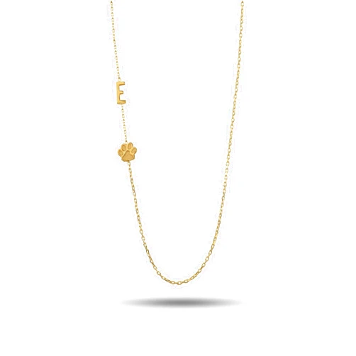 DALMARKT Custom Sideways Initial Letter Name Necklace for Women - 925 Sterling Silver Dainty Jewelry Gift for Girls - Perfect Memorial Gift for Pet Lovers