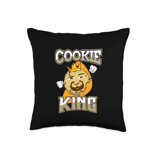 Bake Cookies Dough Egg Baking Food Oven Flour Tee King Crown Chocolate Chips Dip Milk Baking Cookies Throw Pillow, 16x16, Multicolor