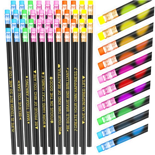 Eersida 80 Pcs Color Changing Mood Pencil Inspirational Pencils for Student with Motivational Sayings Kindness Fun Pencils for Graduation Gift Teacher Award for Kids(Black, Inspirational Style)
