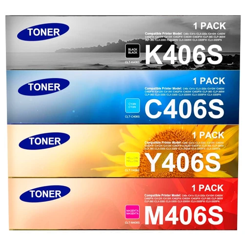 TANFENJR CLT-K406S CLT-C406S CLT-Y406S CLT-M406S Toner Cartridge 4 Pack 406 406S CLT-406S Replacement for Samsung 406 Color Toner Cartridge Set for Xpress C410W C460W , CLP-365 CLP-365W CLP-360 Printer