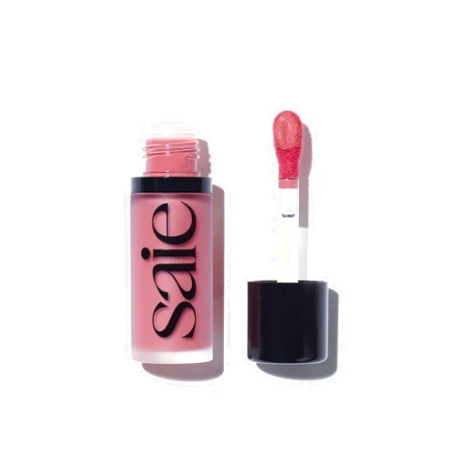 Saie Dew Blush - Lightweight Liquid Blush with a Blendable + Buildable Cream Finish - Dewy Cheek Tint with Doe Foot Wand Makeup Applicator - Mauve Blush - Chilly (.40 oz)