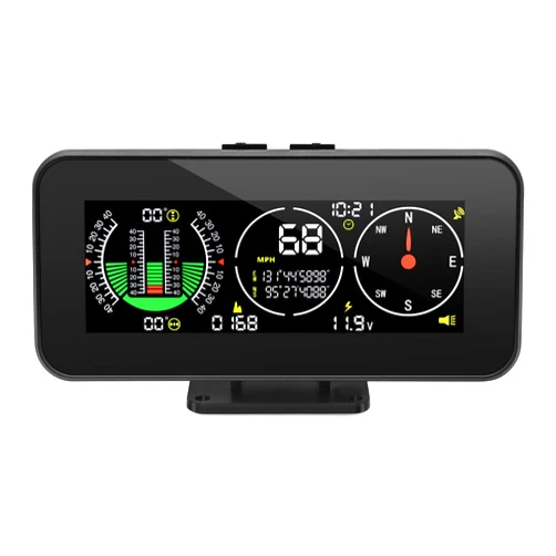 MAIMEIMI Angle Slope Meter Inclinometer Digital HUD GPS Level Tilt Meter, Real-time Multifunctional Vehicle tilt/Pitch Angle, Speed with Compass Display for 11.5-30V Off-Road Vehicles