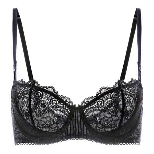 DOBREVA Women's Sexy Lace Push Up Plus Size Bra Sheer Balconette Underwire Unlined