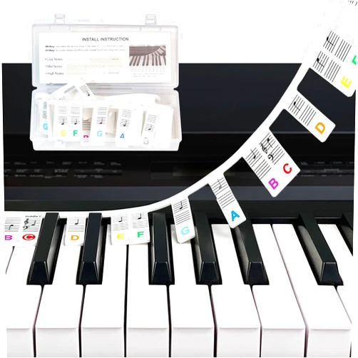 MUSIQ MAKER'S Removable Piano Keyboard Note Labels for Learning, Piano Notes and Keys Guide for 88 and 61 Keyboards. Say Goodbye to Piano Keyboard Stickers.