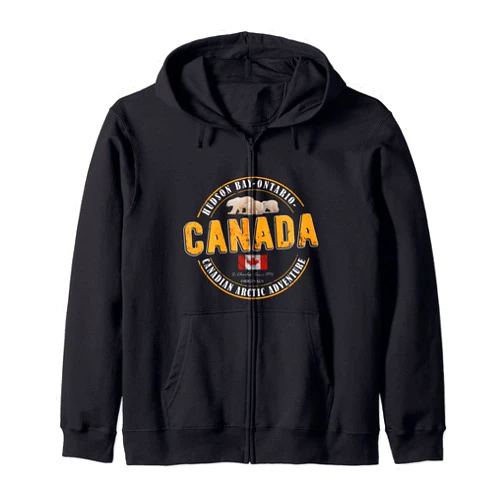 Kanada Hudson Bay Eisbären Arktis Expedition Canada Canada Toronto Montreal Vancouver Canada Flag Zip Hoodie