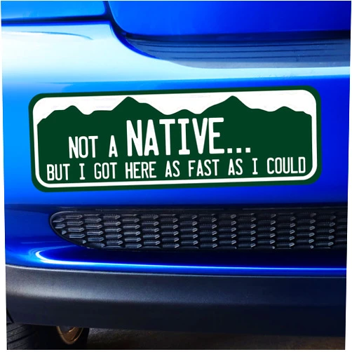Artistic Reflection Large - Colorado Not a Native But I got here as Fast as I Could Bumper Sticker