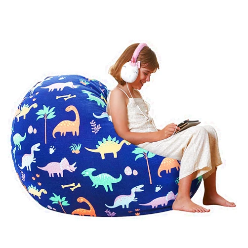 Aubliss Stuffed Animal Storage Bean Bag Chair Cover for Kids, Dinosaur Zipper Beanbag Chair Cover for Organizing Toddler and Kids' Rooms Plush Toys (Dinosaur,X-Large48)