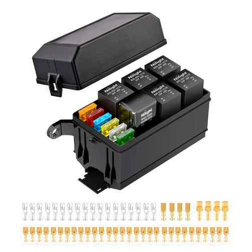 Nilight Fuse and Relay Block Box 6 Slots 24V ATC/ATO Universal Waterproof Kit for Car Truck Marine Boat