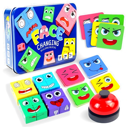 Christmax Wooden Face Changing Magic Cube Game, Montessori Puzzle Game for Kids Educational Face Changing Cubes