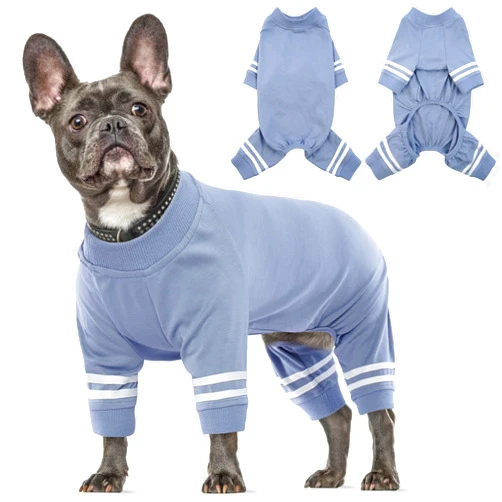 DENTRUN Small Dog Pajamas Puppy Onesie, Dog Recovery Suit Male Female Puppy Post Suit After Surgery, Small Dog Cotton Silk Apparel Dog Lightweight Long Sleeve Pjs Clothes Pants Cat Outfit, XS