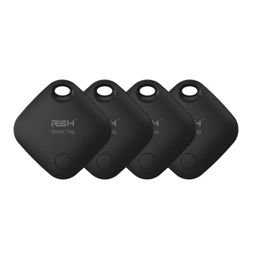 RSH Air Tags 4 Pack Bluetooth Luggage Tracker Tags Works with Apple Find My, Key Finder and Item Locator for Luggage, Backpack, Suitcases, Replaceable Battery(iOS Only, Not for Android)