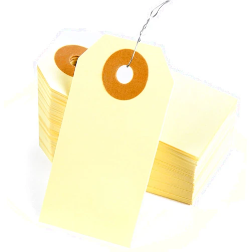 SallyFashion Blank Shipping Tags with Wire, 100 PCS 2 3/4 x 1 3/8 inches Manila Hang Tags Label Tags