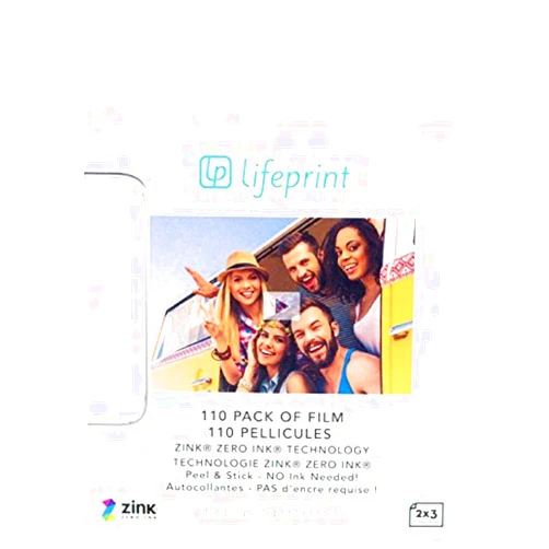 Lifeprint 110 pack of film for Lifeprint Augmented Reality Photo AND Video Printer. 2x3 Zero Ink sticky backed film