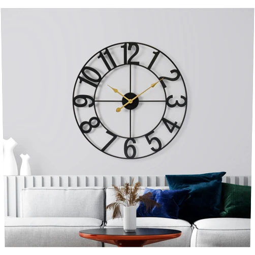 Sorbus Large Wall Clock for Living Room Decor – Easy to Hang 24-Inch Big Wall Clock – Metal Wall Art for Kitchen, Bedroom, Home, Office – Analog Decorative Wall Clock (Black)
