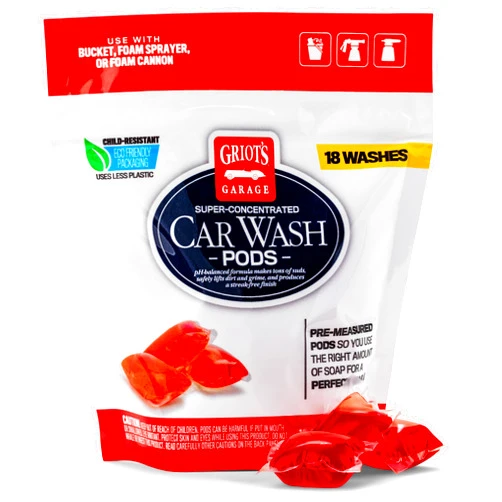 Griot's Garage 10846 Super-Concentrated Car Wash Pods 18pc – Easy to Use PH Neutral Concentrated Pods Work in Wash Buckets, Foam Cannons, & Foaming Sprayers – Safe On All Exterior Surfaces