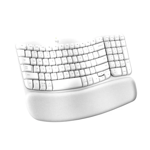Logitech Wave Keys Wireless Ergonomic Keyboard with Cushioned Palm Rest, Comfortable Natural Typing, Easy-Switch, Bluetooth, Logi Bolt Receiver, for Multi-OS, Windows/Mac - Off White