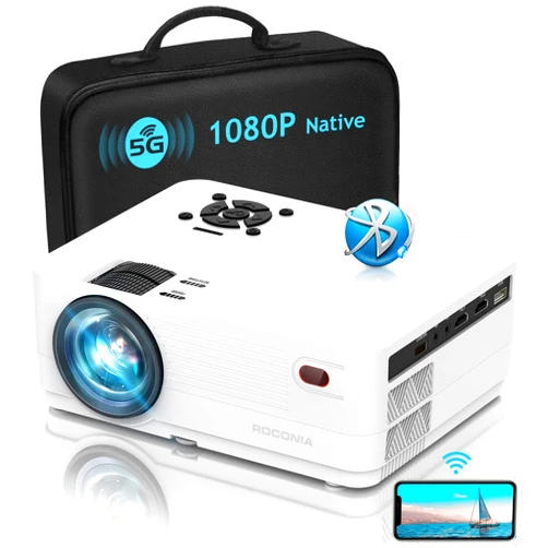 Roconia 5G WiFi Bluetooth Native 1080p Projector, 12000LM Full HD Movie Projector, 300