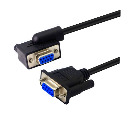 PNGKNYOCN 30 cm Straight Through DB9 RS232 Serial Cable. 90 Degree Left Angled RS232 Female to Female Cable, YOUCHENG, for Computers, Printers, Scanners(L)