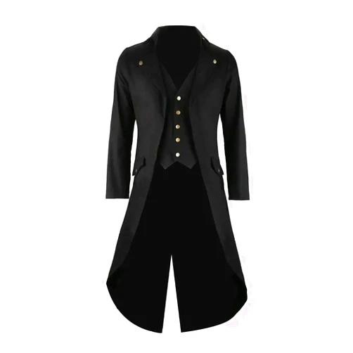 GOLDSTITCH Mens Black Vintage Tailcoat Jacket Fancy Cool Cosplay Costume Robe