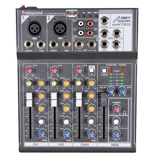 AUDIO 2000'S Audio2000'S S7303- Professional Four-Channel Audio Mixer with USB and DSP Processor