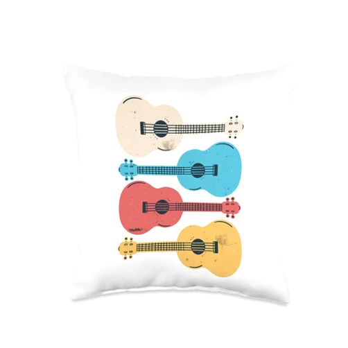 Musikinstrumente Gitarristen lustige Sprüche Ukulele Guitar Comic Art Graphic for Men Women Children Throw Pillow, 16x16, Multicolor