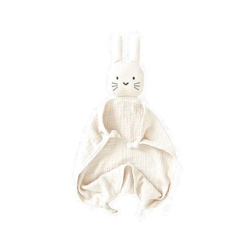 Okdiy Organic Cotton Bunny Loveys for Babies,Newborn Baby Lovey Security Blanket,Lovies for Babies New Born Baby Unique Neutral Gifts Boys and Girls (Bunny-Khaki)