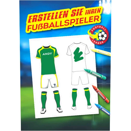 German Edition by LCB Club (Author) Erstellen Sie Ihren Fußballspieler: Spezielles Fussball-Malbuch: Personalisieren Sie das Trikot Ihres Fussballspielers, erstellen Sie sein Vereinslogo ... A4-Notizbuch, 62 Seiten. (German Edition)