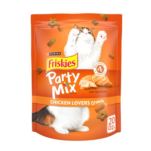 Friskies Purina Friskies Made in USA Facilities Cat Treats, Party Mix Chicken Lovers Crunch - 20 oz. Pouch