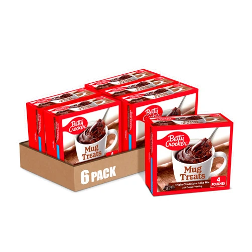 Betty Crocker Mug Treats Triple Chocolate Cake Mix with Fudge Frosting, 4 Servings, 12.5 oz. (Pack of 6)