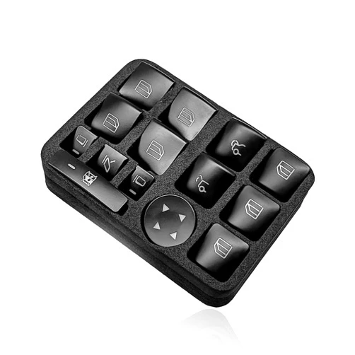 Dunviku 14PCS Inner Door Power Window Switch Replacement Button Trim Stickers Cover Kit Compatible with Benz A B C E G GLA CLA GLK ML GLE Class W204 W212 W166 X166 X204 and Tesla Model S X